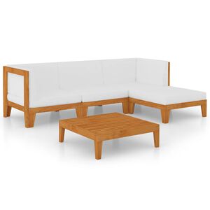 vidaXL 5 Piece Garden Lounge Set with Cushions Solid Acacia Wood