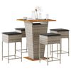 vidaXL 5 Piece Garden Bar Set with Cushions Grey Poly Rattan
