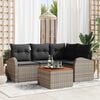 vidaXL Garden Sofa Set with Storage 5 pcs Grey Poly Rattan