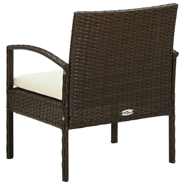 vidaXL Garden Chair with Cushion Poly Rattan Brown