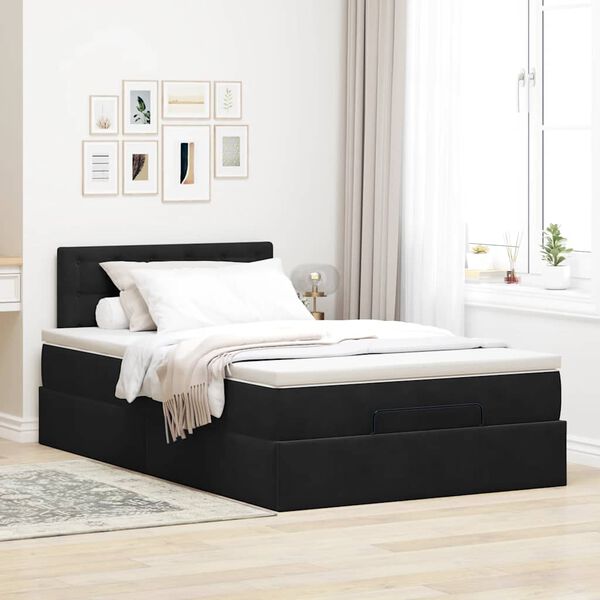 vidaXL Ottoman Bed with Mattress Black King Single Velvet