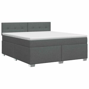 vidaXL Box Spring Bed with Mattress Dark Grey 152 x 203 cm Fabric