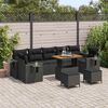 vidaXL Garden Sofa Set Height-Adjustable 10 pcs Black Poly Rattan
