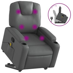 vidaXL Stand up Massage Recliner Chair Grey Faux Leather