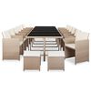 vidaXL 17 Piece Outdoor Dining Set with Cushions Poly Rattan Beige