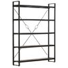 vidaXL 5-Tier Bookcase Black 140x30x180 cm Solid Mango Wood