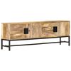 vidaXL TV Cabinet | Brown and Black | Solid Mango Wood and Powder-Coated Steel