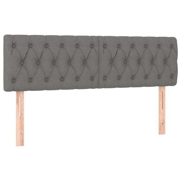 vidaXL Headboards Dark Grey 144x7x78/88 cm Fabric