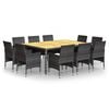 vidaXL 11 Piece Garden Dining Set Poly Rattan Grey