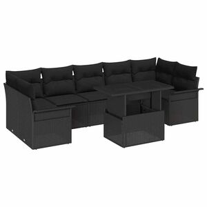 vidaXL Garden Sofa Set 8 pcs Black Poly Rattan