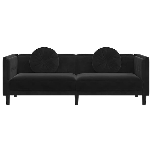 vidaXL Sofa with Cushions 3-Seater Black Velvet