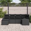 vidaXL Garden Sofa Set 6 pcs Black Poly Rattan
