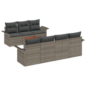 vidaXL Garden Sofa Set with Storage 8 pcs Grey Poly Rattan