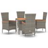 vidaXL 5 Piece Garden Dining Set with Cushions Grey Poly Rattan