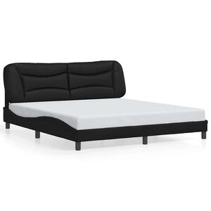 vidaXL Bed Frame without Mattress "Hvar" Black 180x200 cm King Faux Leather