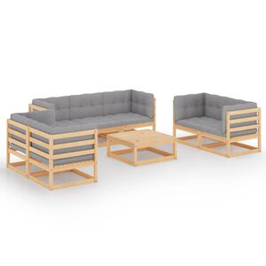 vidaXL 8 Piece Garden Lounge Set with Cushions Solid Pinewood