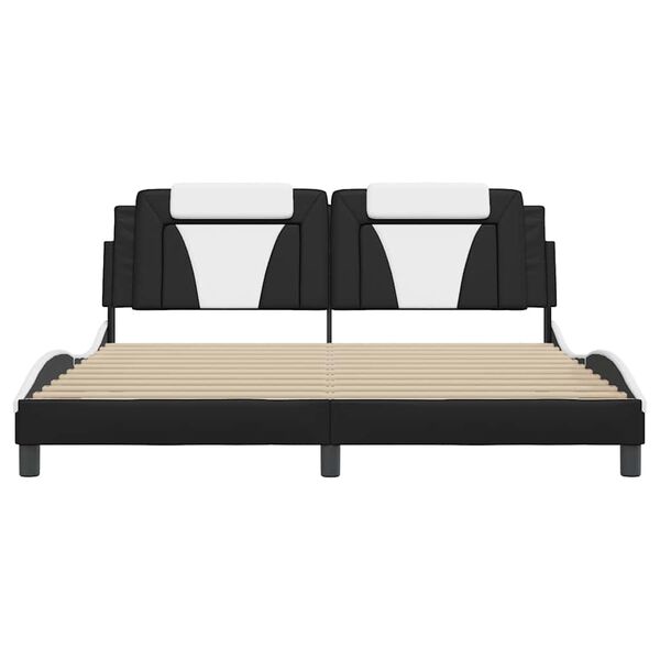 vidaXL Bed Frame "Viana" without Mattress Black and White 180x200 cm King Faux Leather