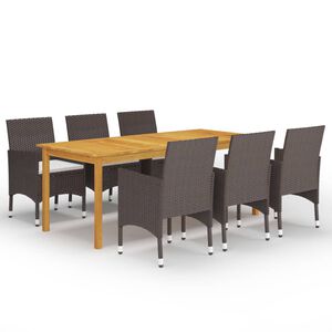 vidaXL 7 Piece Garden Dining Set Brown