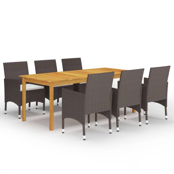 vidaXL 7 Piece Garden Dining Set Brown