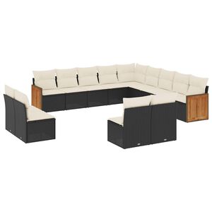 vidaXL 13 Piece Garden Sofa Set with Cushions Black Poly Rattan