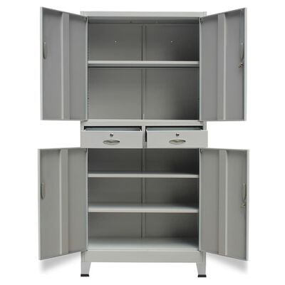 vidaXL Office Cabinet with 4 Doors Steel 90x40x180cm Grey