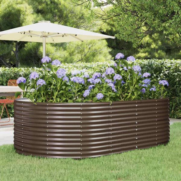 vidaXL Garden Raised Bed Brown 212x140x68 cm Galvanised Steel