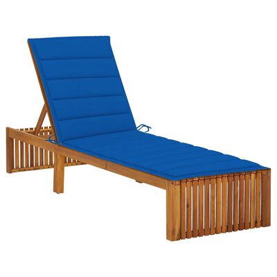 vidaXL Sun Lounger with Cushion Solid Acacia Wood