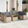 vidaXL 10 Piece Garden Sofa Set with Cushions Beige Poly Rattan