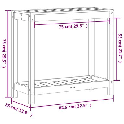 vidaXL Potting Table with Shelf 82.5x35x75 cm Solid Wood Douglas