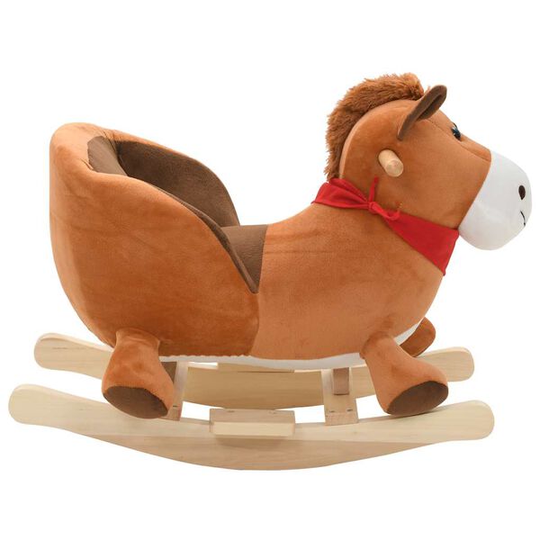 vidaXL Rocking Animal Horse with Backrest Plush 60x32x50 cm Brown