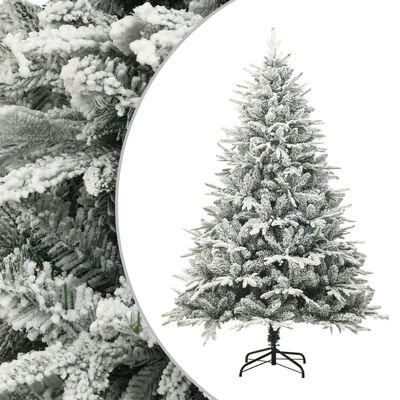 vidaXL Artificial Christmas Tree LED&Ball Set&Flocked Snow 180cm PVC&PE