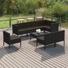 vidaXL 9 Piece Garden Lounge Set with Cushions Poly Rattan Black
