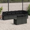 vidaXL Garden Sofa Set with Cushion 8 pcs Black Poly Rattan