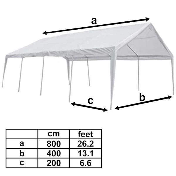 vidaXL Party Marquee White 8x4 m