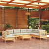 vidaXL 8 Piece Garden Lounge Set with Cream Cushions Solid Pinewood