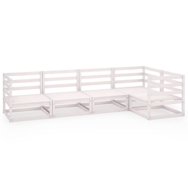 vidaXL 5 Piece Garden Lounge Set White Solid Wood Pine