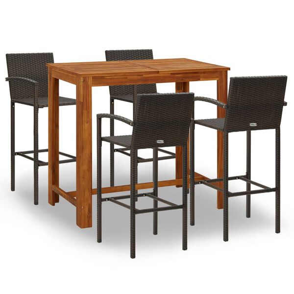 vidaXL 5 Piece Garden Bar Set Brown