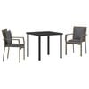 vidaXL Garden Dining Set 3 pcs Grey Poly Rattan