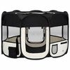 vidaXL Dog Playpen | Black and cream | Polyester and steel | Medium | Foldable