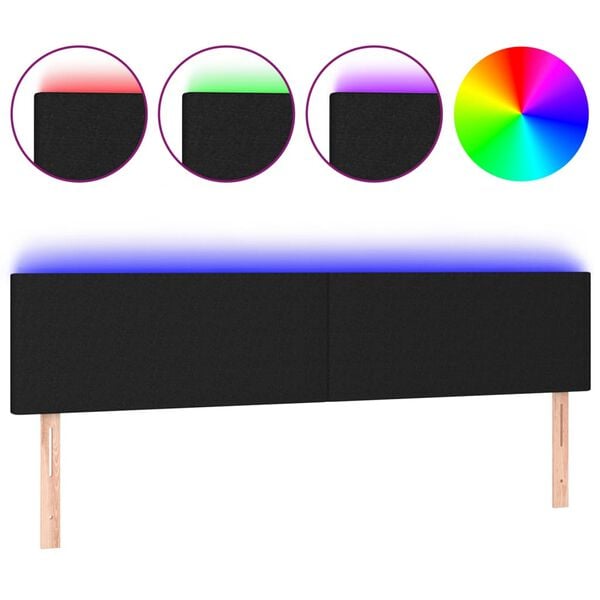 vidaXL LED Headboard Black 200 cm Fabric