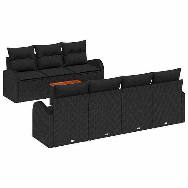 vidaXL Garden Sofa Set with Cushion 8 pcs Black Poly Rattan