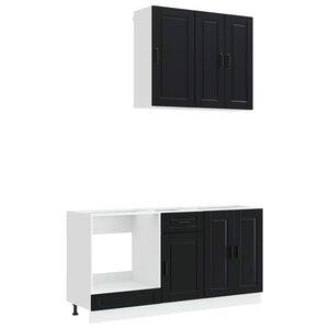 vidaXL Kitchen Unit PORTO 5 pcs Black Engineered Wood