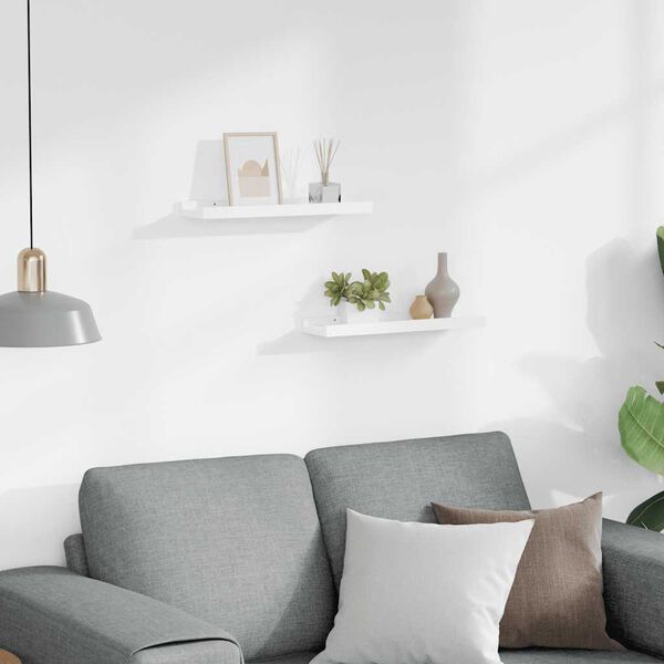 vidaXL Picture Frame Ledge Shelves 2 pcs White 40x9x3 cm MDF