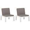 vidaXL Garden Lounge Chairs with Cushions 2 pcs Plastic White