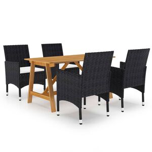 vidaXL 5 Piece Garden Dining Set Black