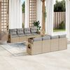 vidaXL 9 Piece Garden Sofa Set with Cushions Beige Poly Rattan