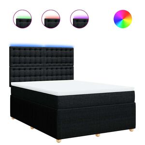 vidaXL Box Spring Bed with Mattress Black Double Fabric