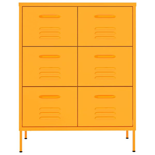 vidaXL Drawer Cabinet Mustard Yellow 80x35x101.5 cm Steel