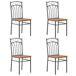 vidaXL Dining Chair | Set of 4 | Brown and black | MDF and Steel | Standard