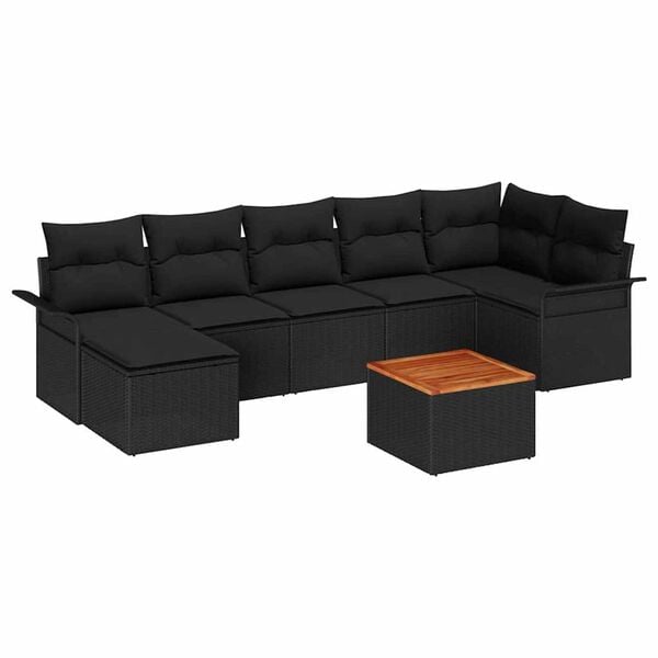 vidaXL Garden Sofa Set with Cushion with Storage 8 pcs Black